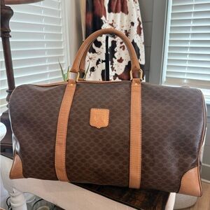 Celine Macadam Vintage Travel Duffel with Tan Leather Trim w/COA